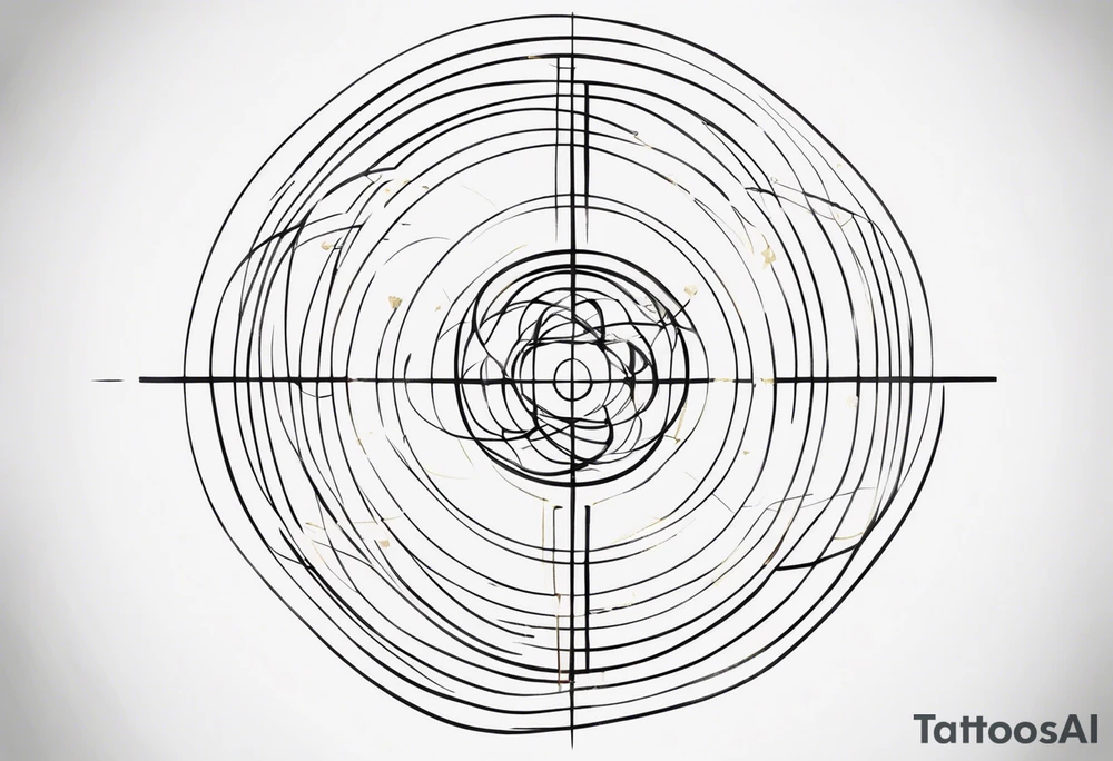 a tattoo for the forearm : a representation of the golden number, general relativity, Bohr’s model, a fractal and a symbol to represent the archangel Gabriel tattoo idea