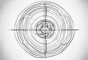 a tattoo for the forearm : a representation of the golden number, general relativity, Bohr’s model, a fractal and a symbol to represent the archangel Gabriel tattoo idea