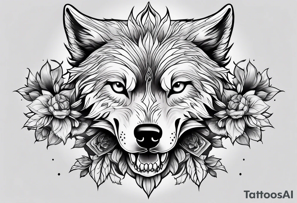 Wolf skull tattoo idea