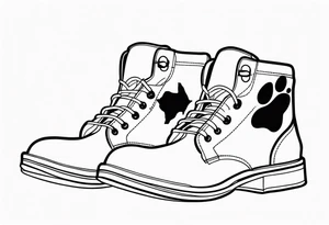 texas outline with a dog paw and boots tattoo idea