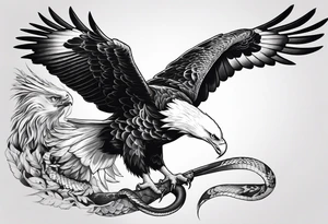 Eagle fighting with a snake it has clutched in its claws tattoo idea