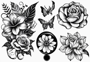 tattoo to represent that I have 3 children (girls). For inspiration I like flowers, the beach. Tattoo is for ribcage down side of body. I don't want images of women or girls in it tattoo idea