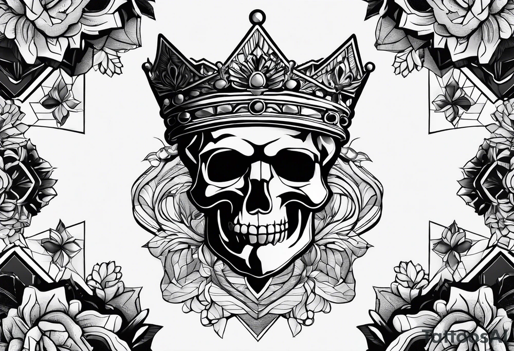 kings crown hexagon black tattoo idea
