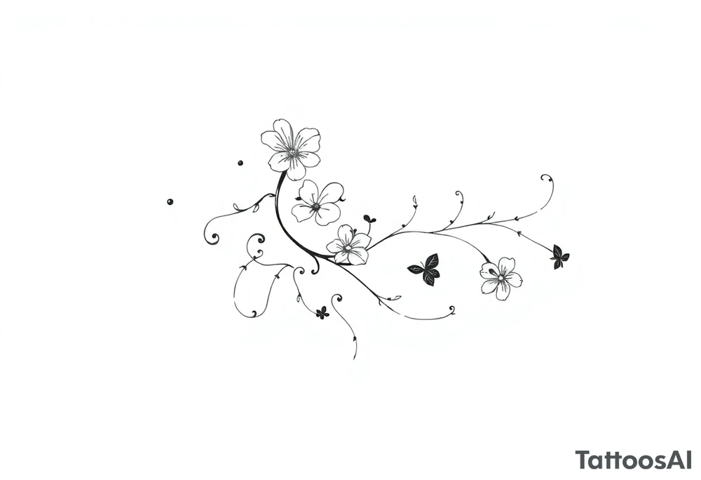 Swirly, filigree, vintage flourish style morning glory vine tattoo idea