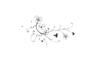 Swirly, filigree, vintage flourish style morning glory vine tattoo idea