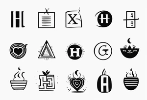 Symbols that stand for the following emotions: Happy, Helpful, Horny 

Also incorporate H’s x3 tattoo idea