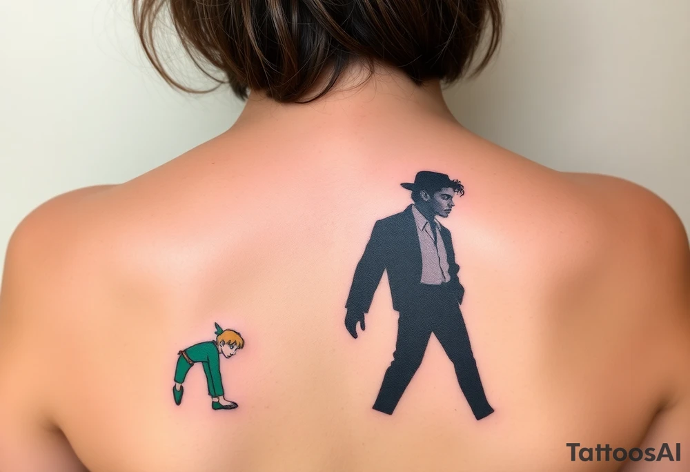 Peter Pan and his shadow. But the shadow is actually Michael Jackson. tattoo idea