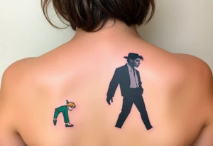 Peter Pan and his shadow. But the shadow is actually Michael Jackson. tattoo idea