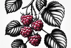 a small skinny raspberry branch that is hanging vertically tattoo idea