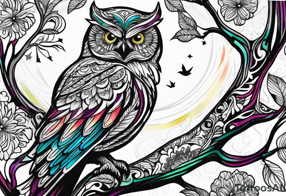owl tree tattoo idea