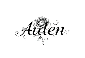 The name Aiden with a rose and 
Swirls and vines tattoo idea