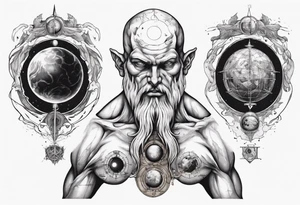Occult esoteric, atlas with black-cube of saturn upon his back tattoo idea