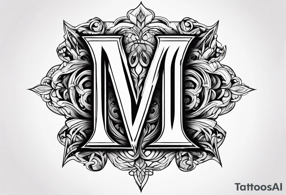 Letter M into a gothic 
style tattoo idea
