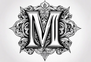Letter M into a gothic 
style tattoo idea