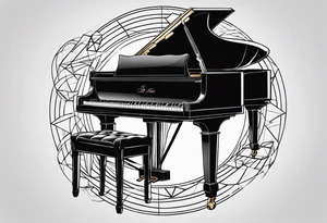 piano music girl tattoo idea