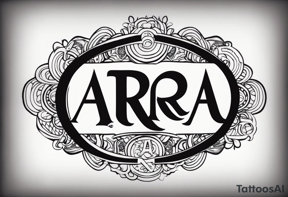 the letters A R in the middle of a ninja headband tattoo idea