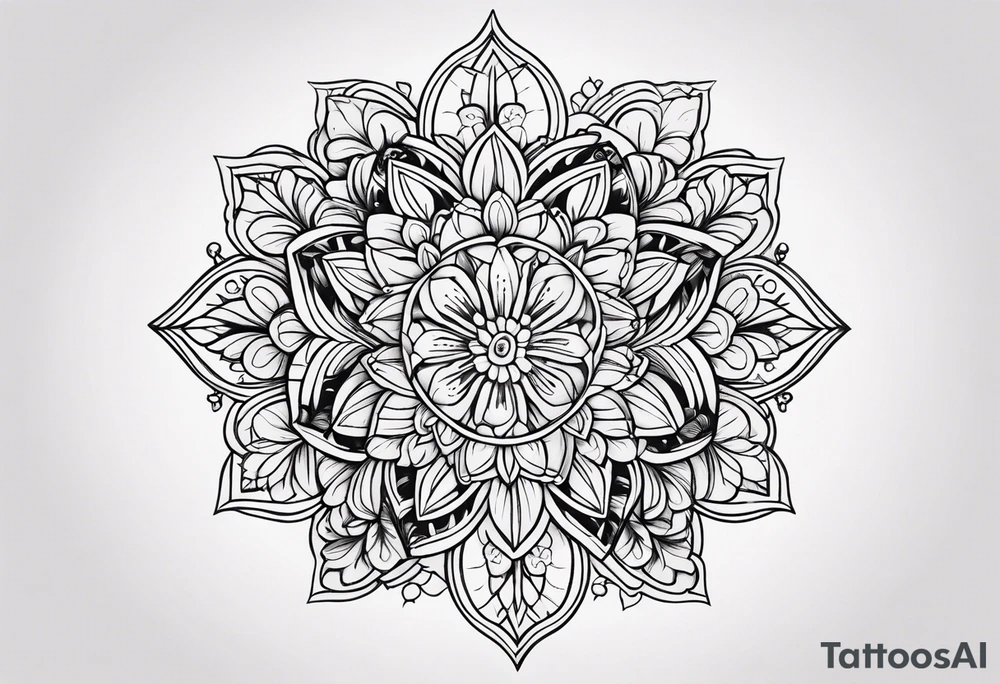 ornaments of flowers tattoo idea