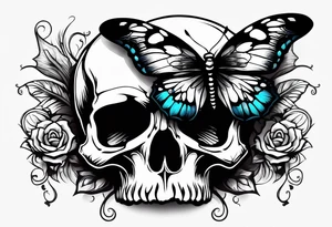 Skull wearing buttefly tattoo idea