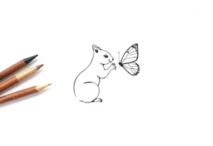 Squirrel kissing butterfly tattoo idea