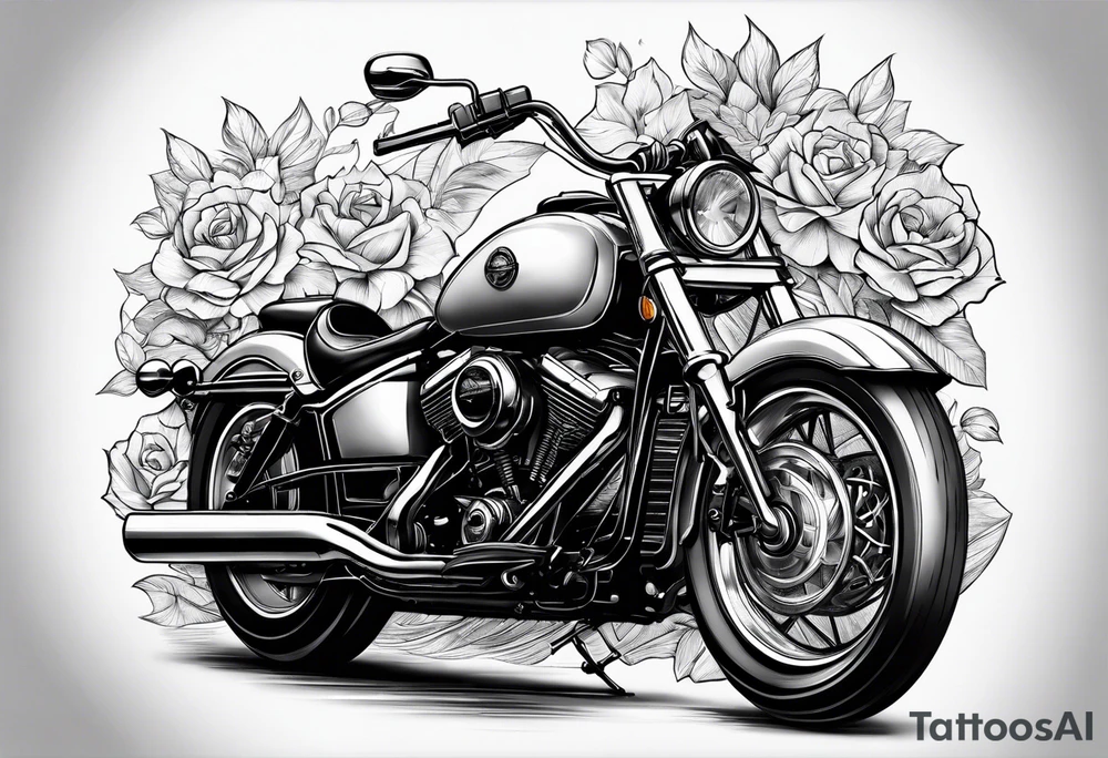 Frau auf einen Motorrad tattoo idea