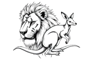 Powerful Czech lion with Aussie kangaroo tattoo idea