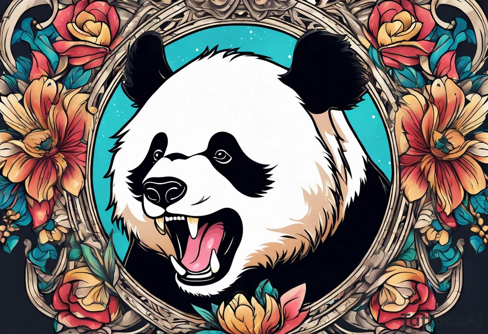 Panda shouting tattoo idea