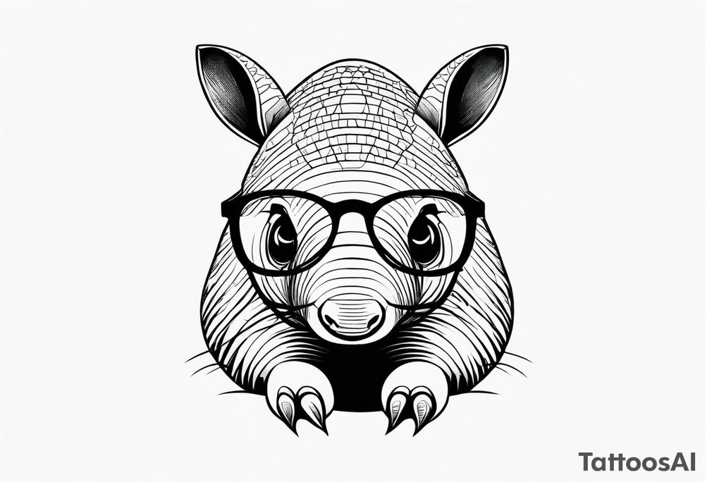 cute armadillo with glasses on tattoo idea