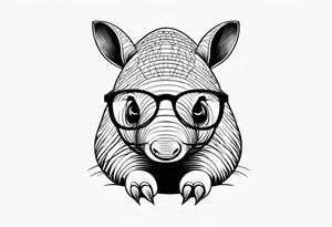 cute armadillo with glasses on tattoo idea
