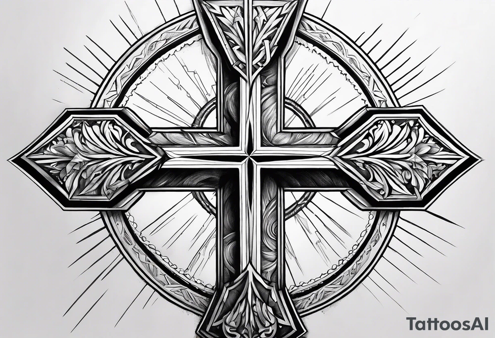 Lightning bolt through a cross tattoo idea