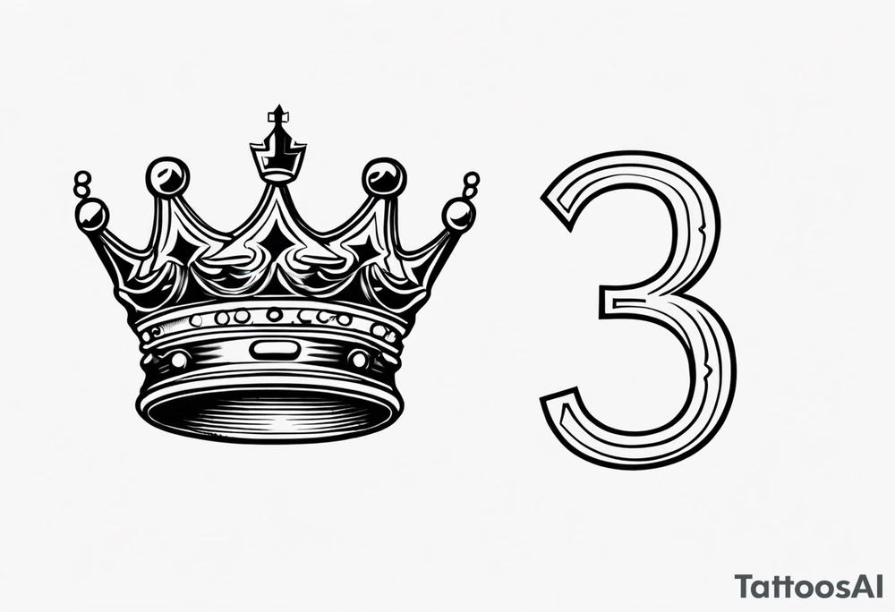 The numbers “334” in old school font with a crown next to the numbers tattoo idea