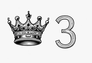 The numbers “334” in old school font with a crown next to the numbers tattoo idea