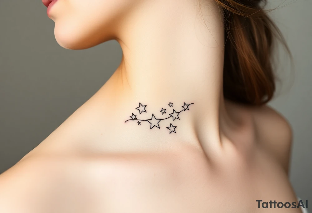 Stars wrapping collarbone tattoo idea