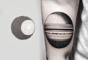 moon jupiter, white background, simple tattoo idea
