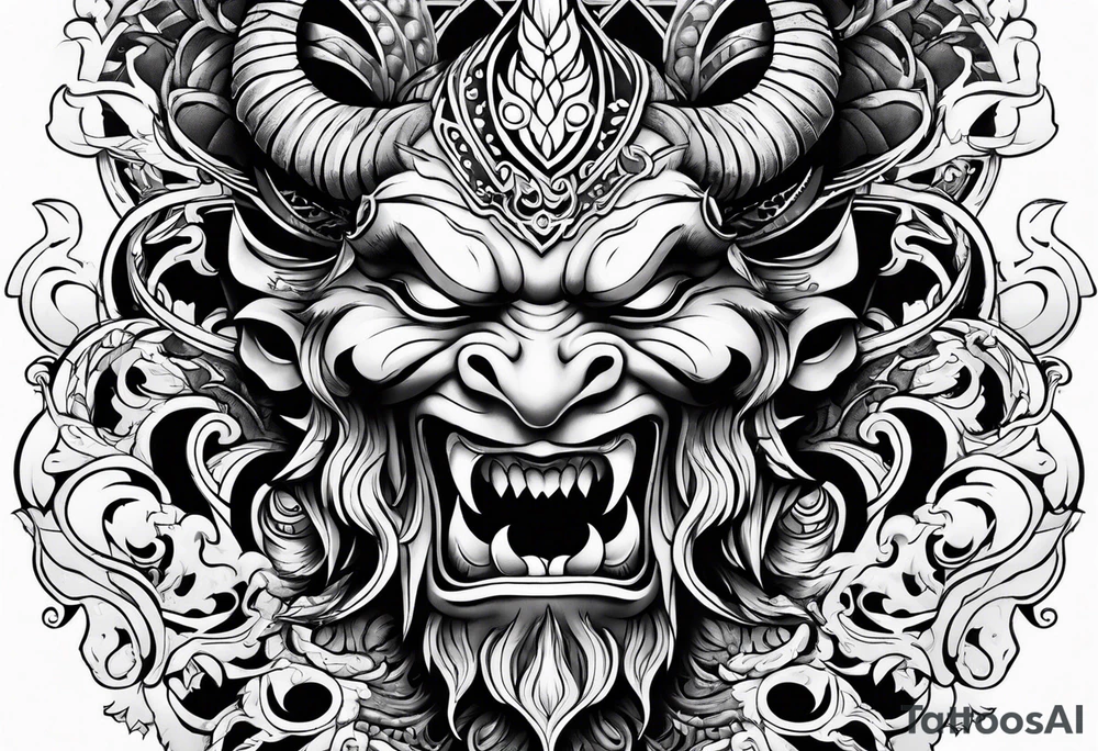 demon face tattoo idea