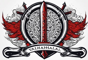 valhalla on fire blood
sword shield axe tattoo idea