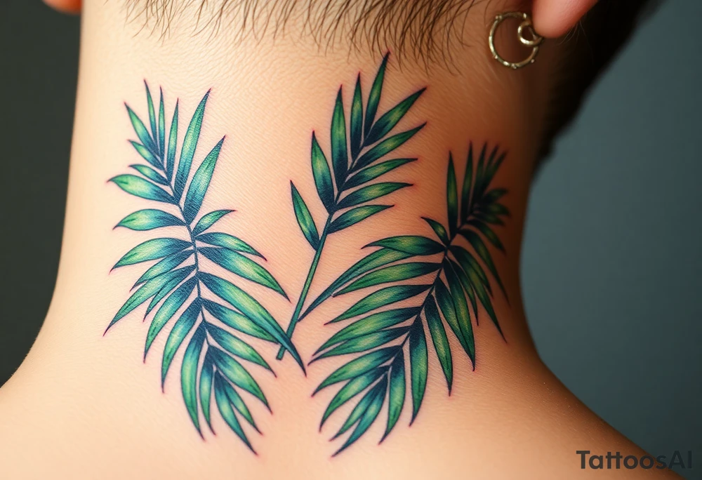 realistic large woven palm leaves tattoo idea