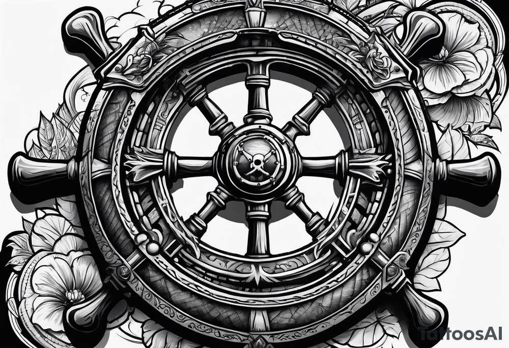 steering wheel pirate ship tattoo idea