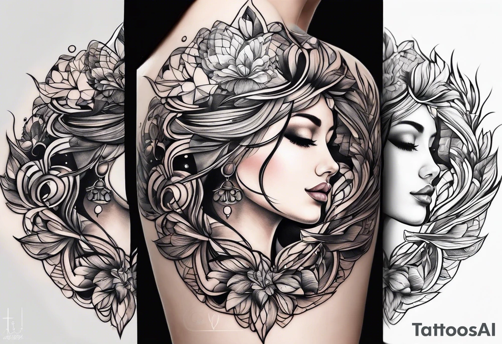 Two separate ideas for day and night placed on each breast tattoo idea