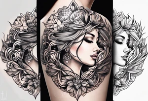 Two separate ideas for day and night placed on each breast tattoo idea