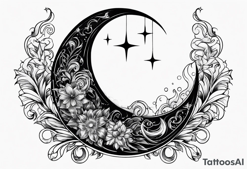 crescent moon basic sketch tattoo idea