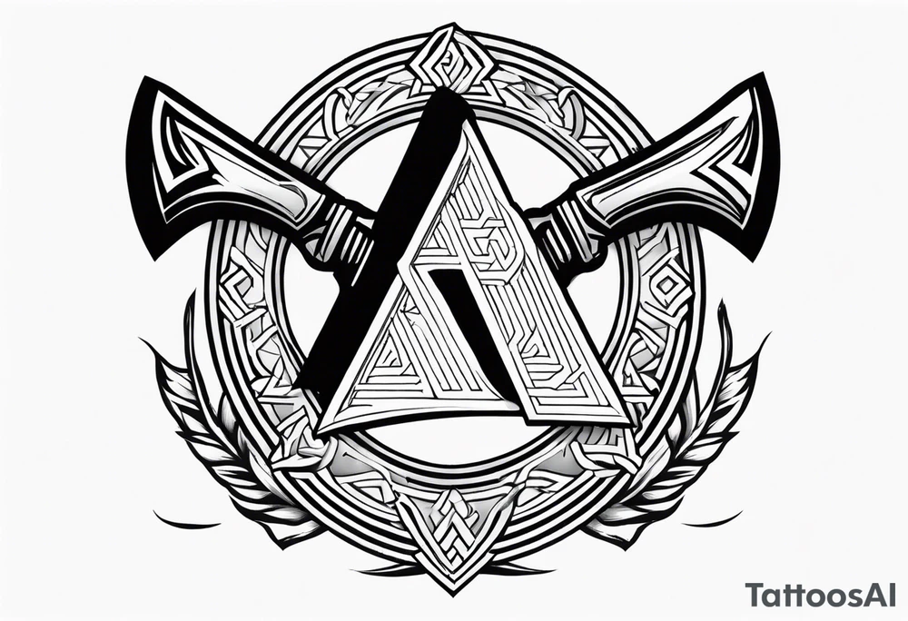 Valhalla  sword shield axe Valknut fog tattoo idea