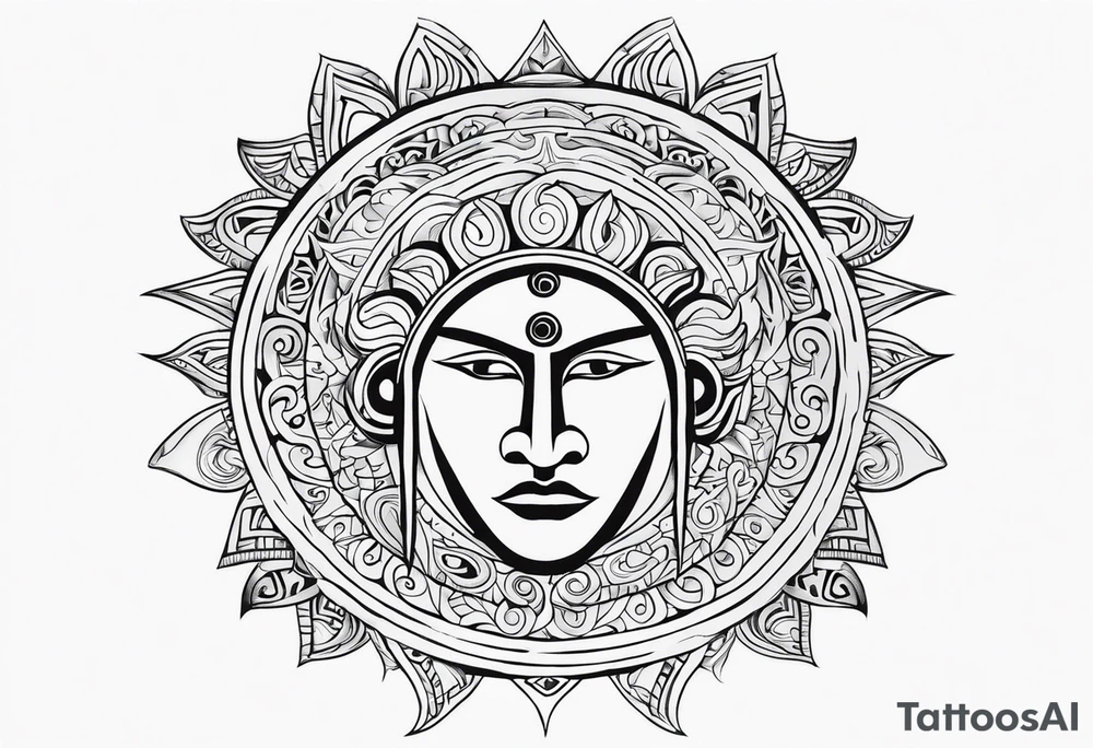 the sun god maori tattoo idea