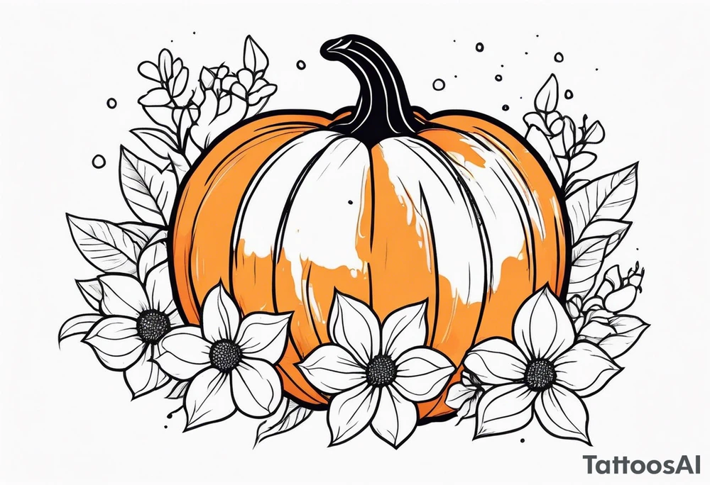 pumpkin with flowers tattoo idea