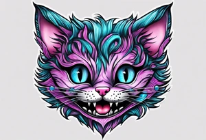 Cute Maine coon kitten dressed like Cheshire cat tattoo idea