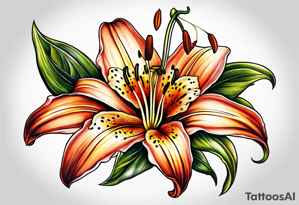 tiger lily  flower tattoo idea