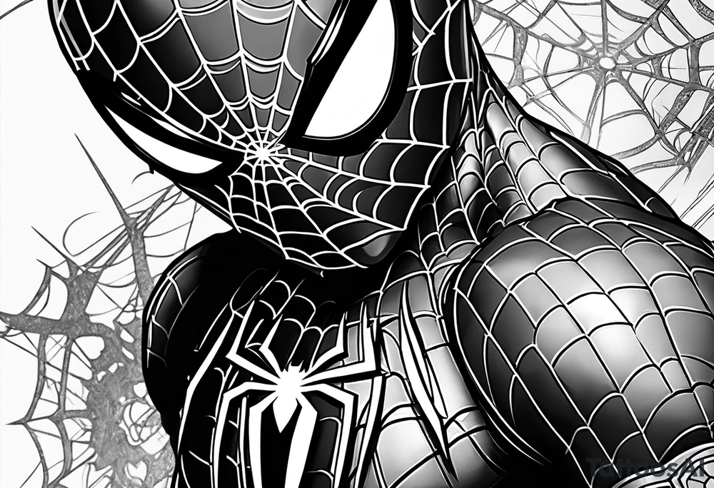 Spiderman in medic war battlefield gear full body tattoo idea