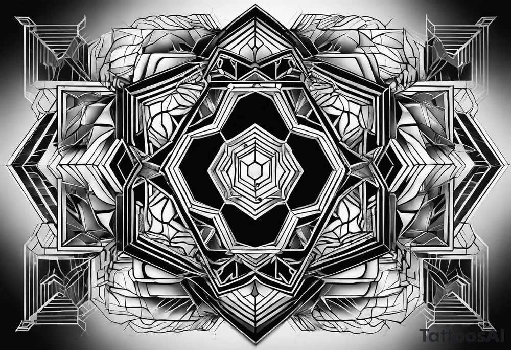 black hexagon pattern tattoo idea