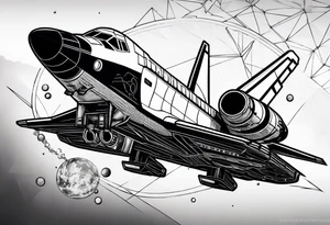 black and white space shuttle launching into space tattoo idea