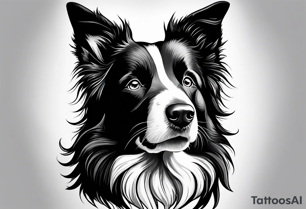 Tattoo of a border collie one eye open one eye closed tattoo idea