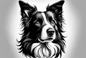 Tattoo of a border collie one eye open one eye closed tattoo idea